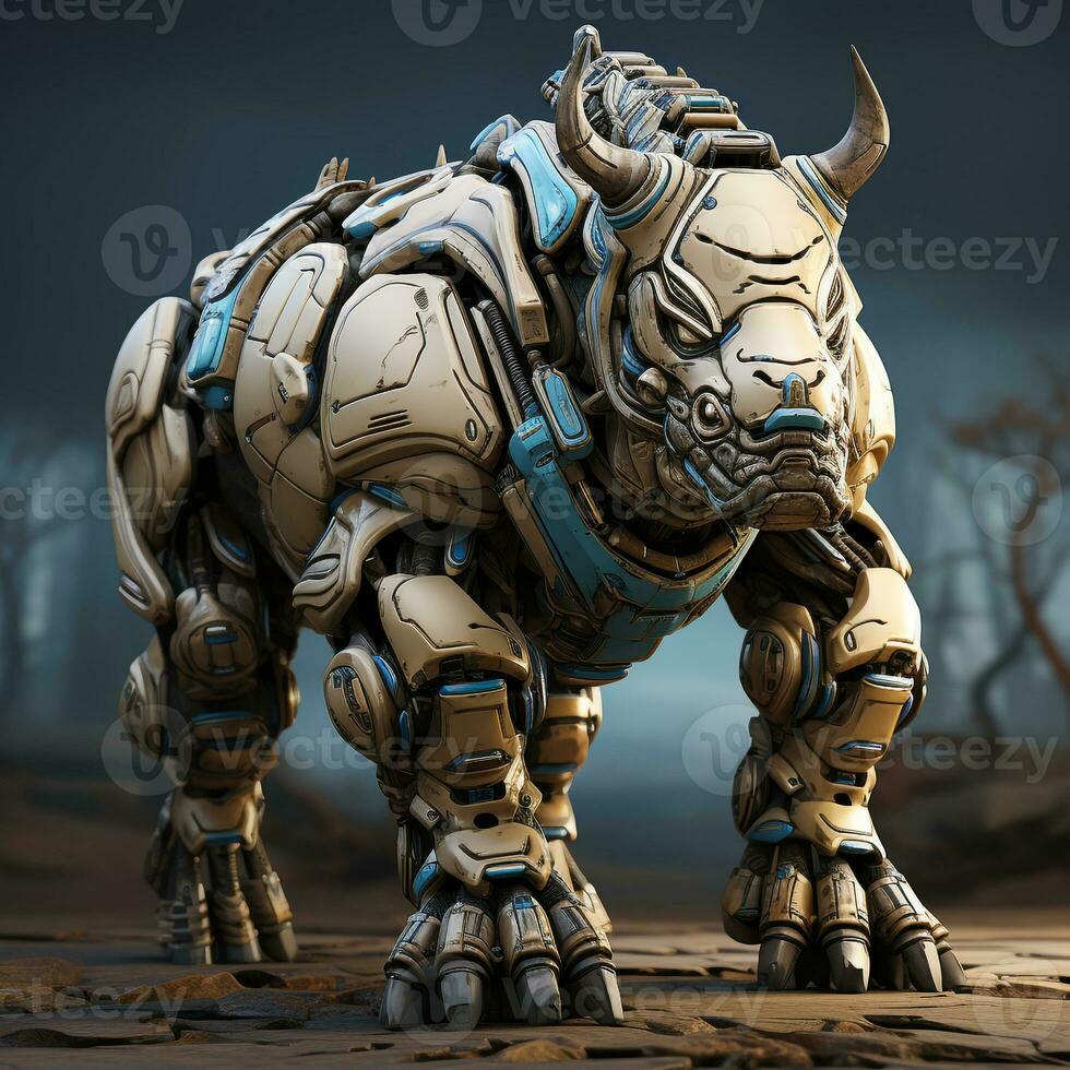 AI generated 3D cartoon rhino robot photo