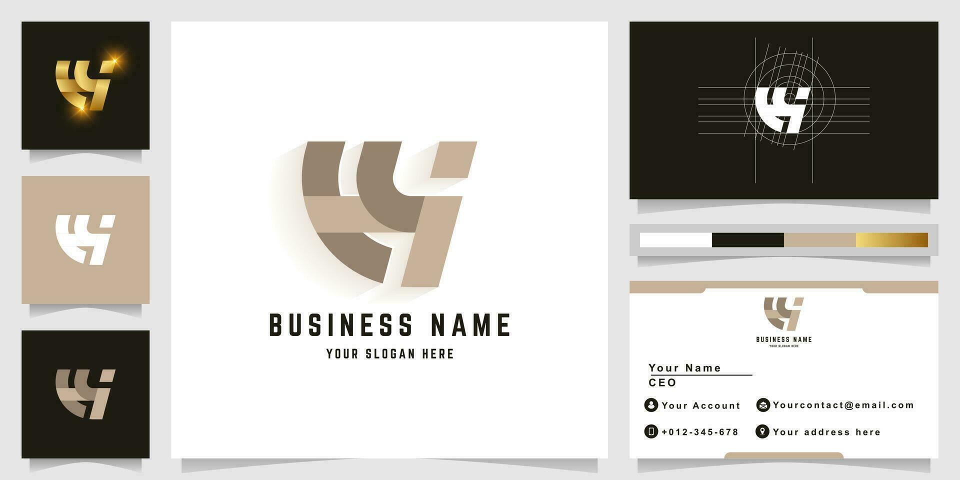 Letter HY or Hi monogram logo with business card design vector
