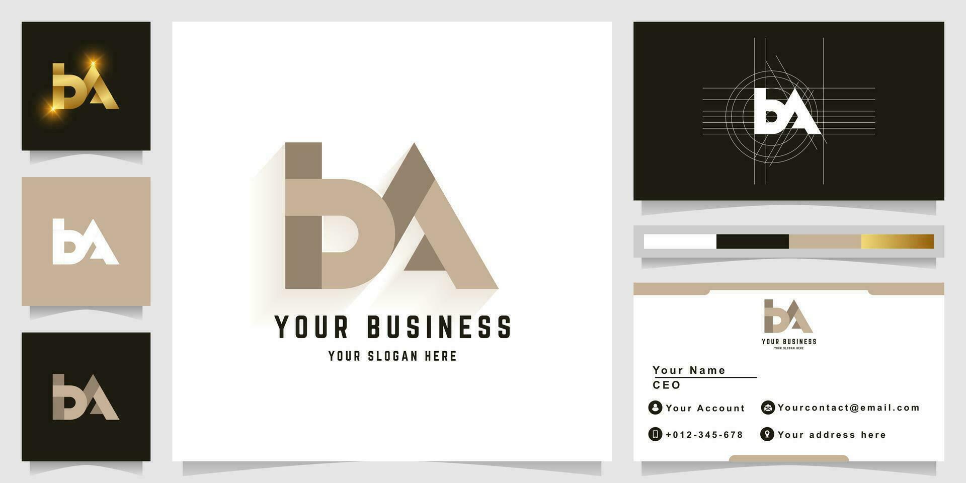 Letter bA or byA monogram logo with business card design vector