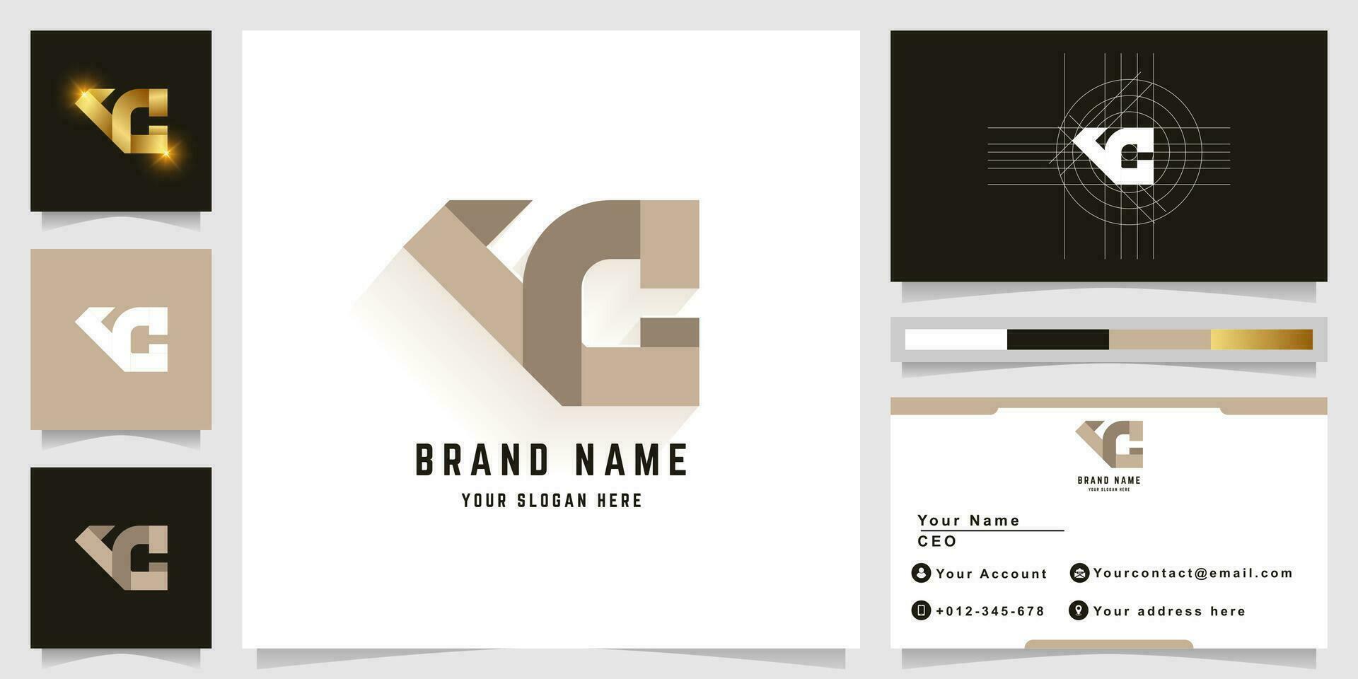 Letter VC or NC monogram logo with business card design vector