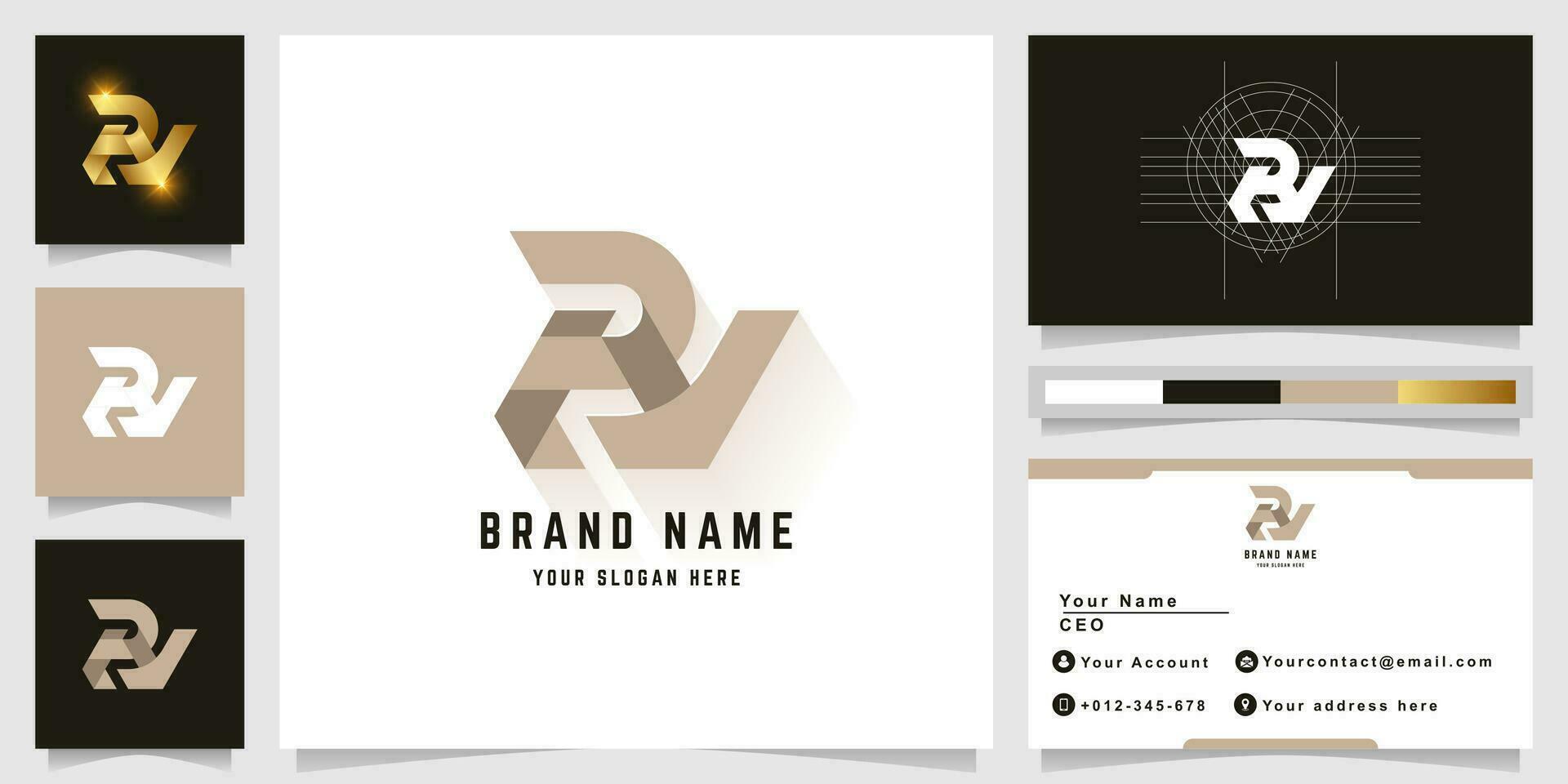 Letter RY or AY monogram logo with business card design vector