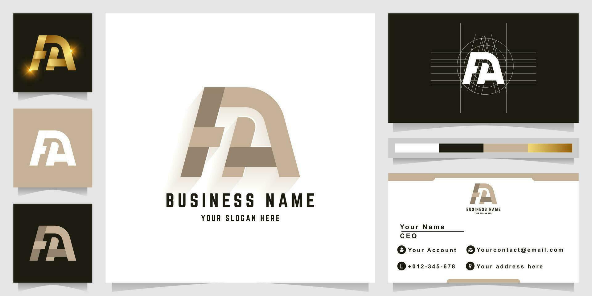 letra fa o fha monograma logo con negocio tarjeta diseño vector