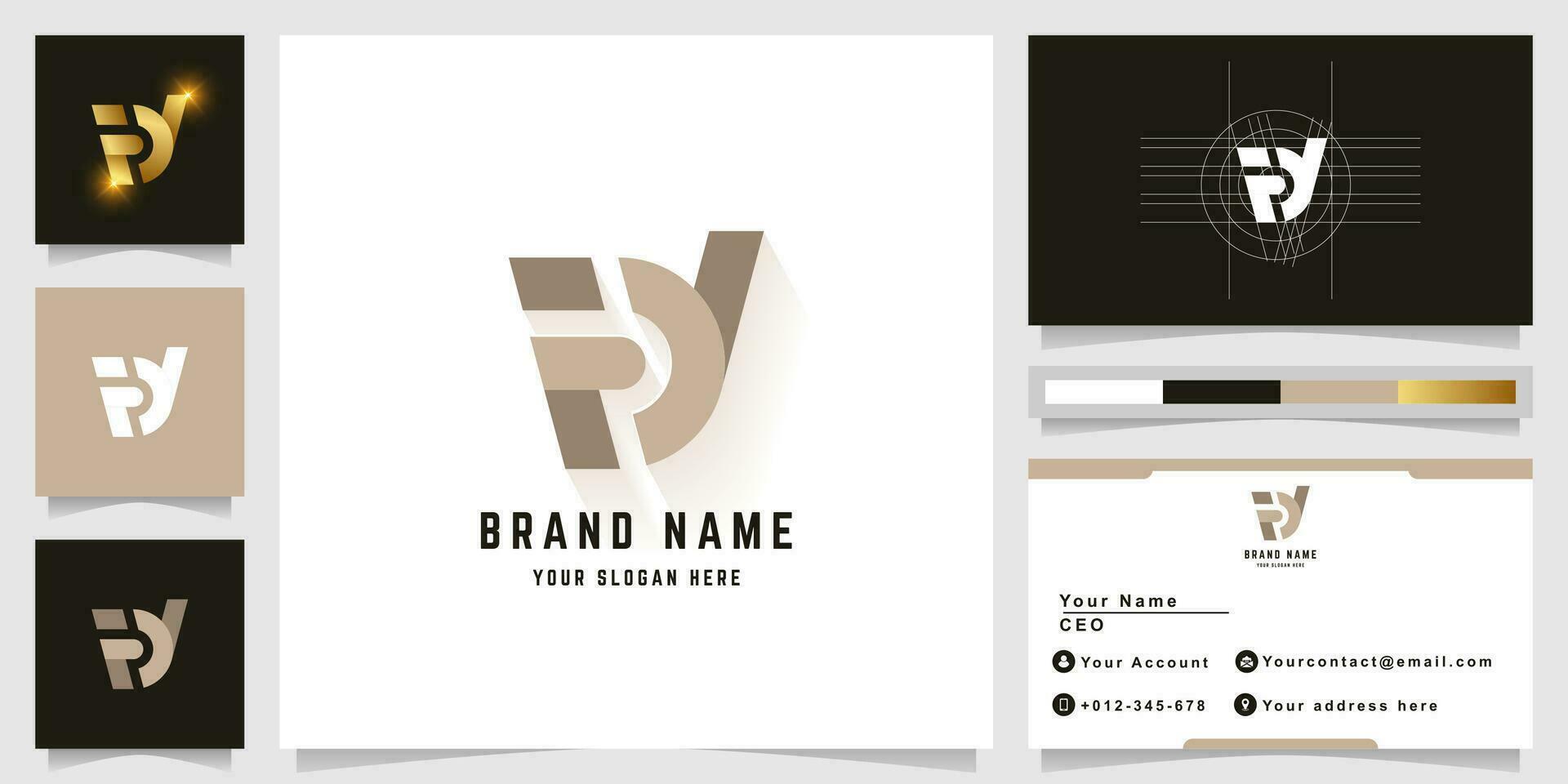 Letter FY or FDY monogram logo with business card design vector