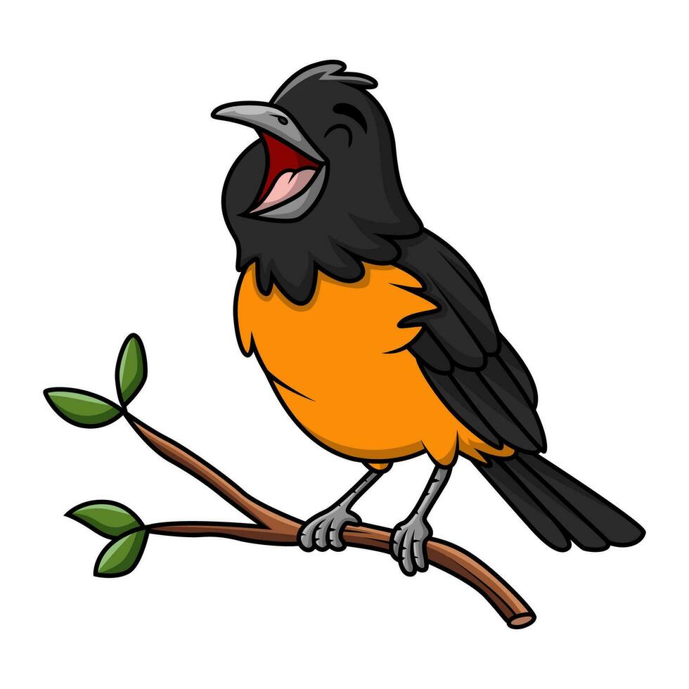 Cute baltimore oriole bird cartoon on white background vector