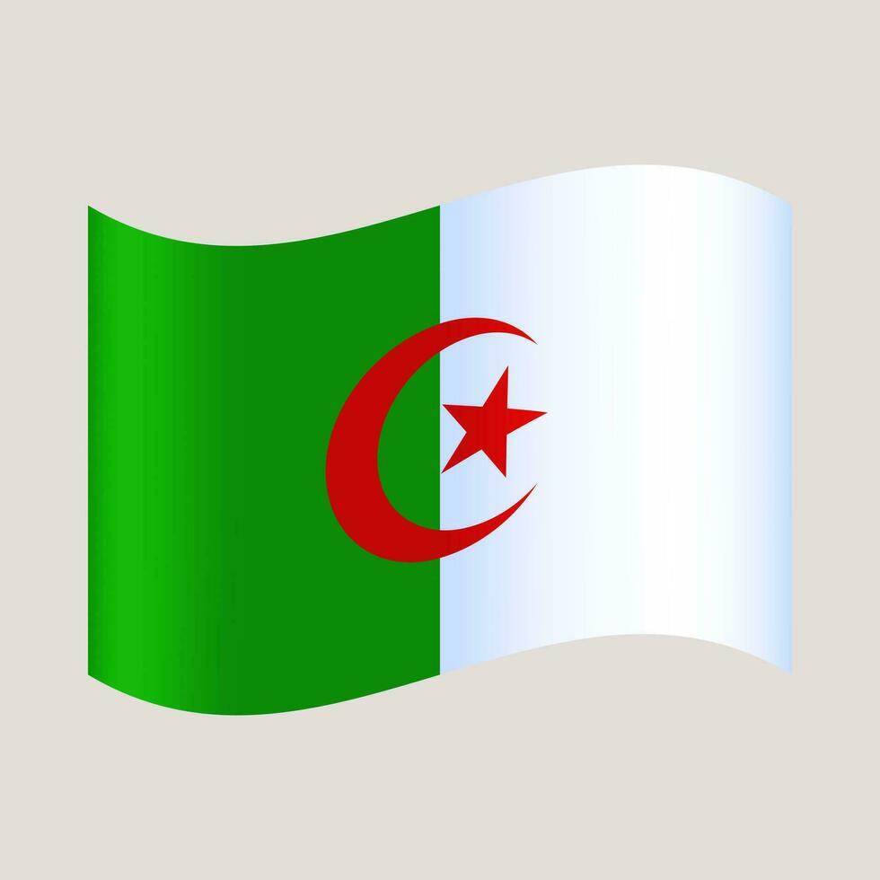 algeria wavy flag. vector illustration national flag isolated on light background