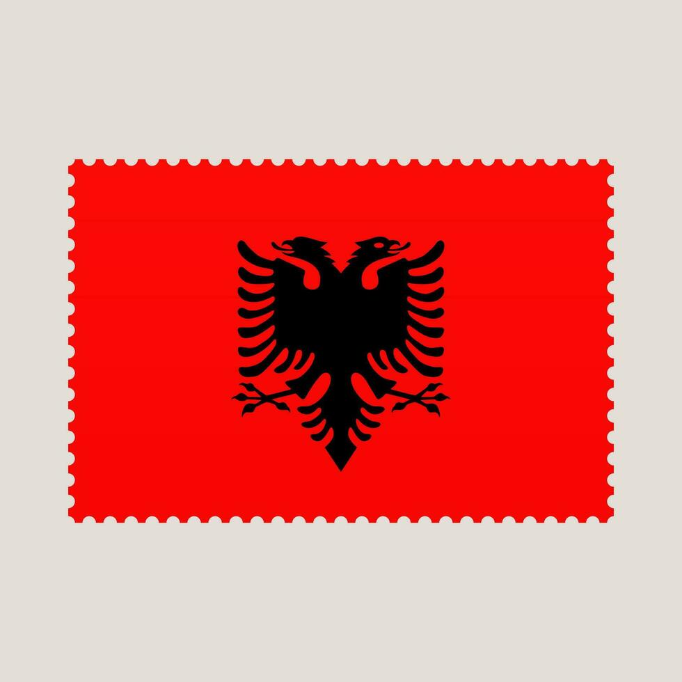 albania flag postage stamp. vector illustration national flag isolated on light background