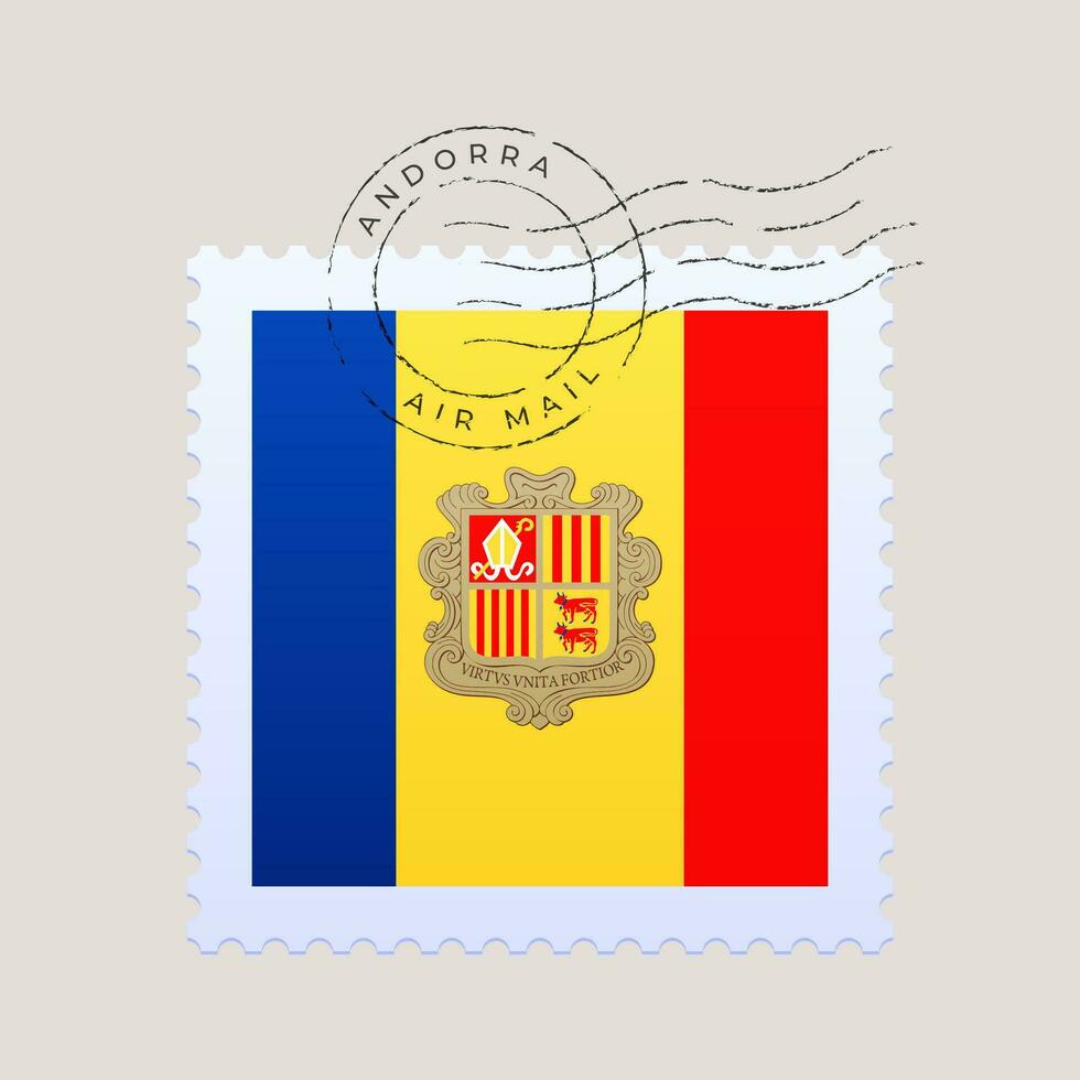 andorra bandera gastos de envío estampilla. vector ilustración nacional bandera aislado en ligero antecedentes