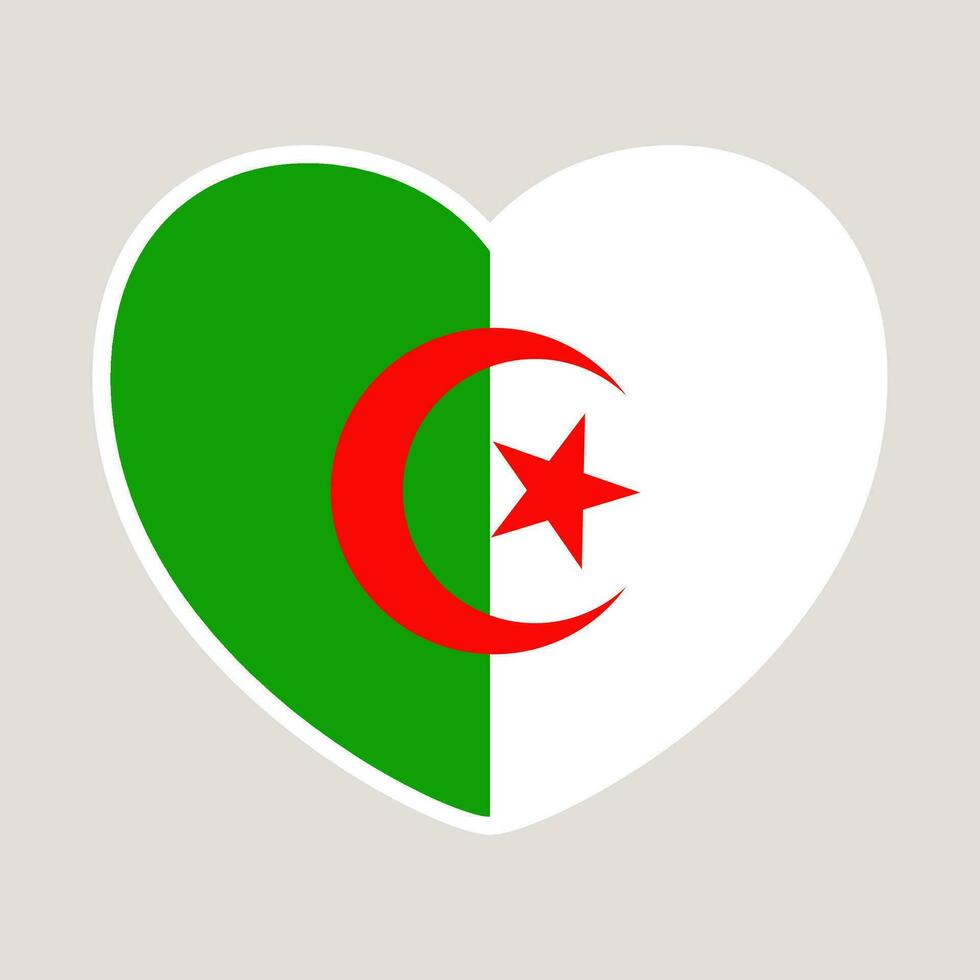 Argelia corazón bandera. vector ilustración nacional bandera aislado en ligero antecedentes