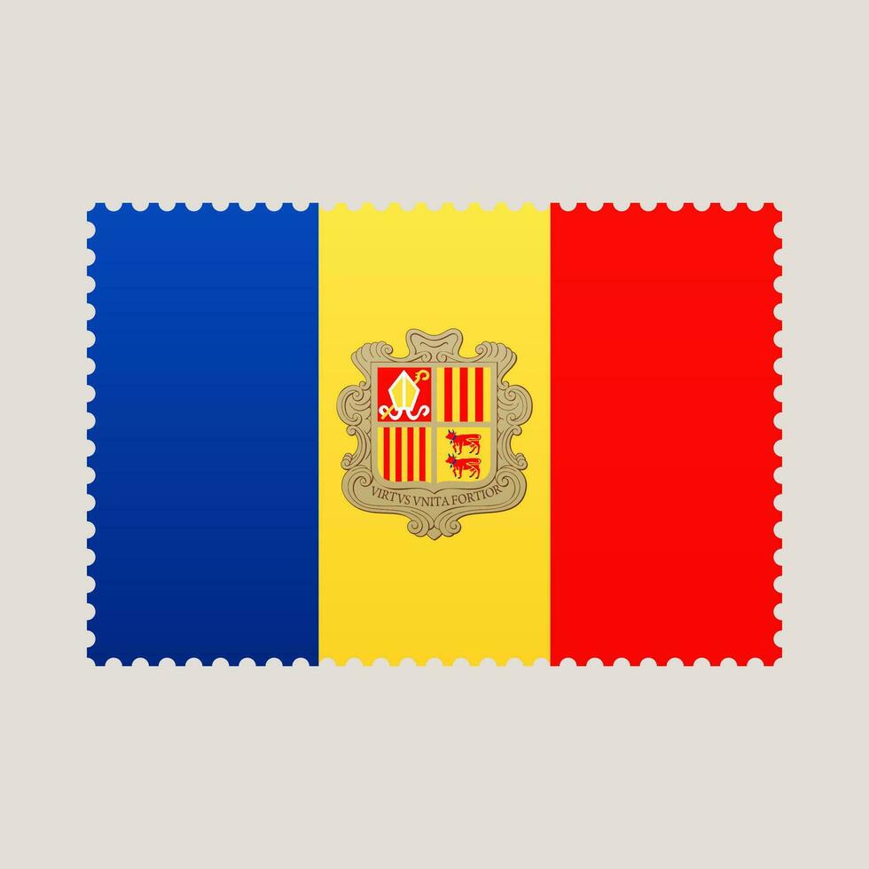andorra flag postage stamp. vector illustration national flag isolated on light background
