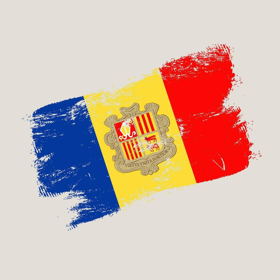 andorra grunge flag. vector illustration national flag isolated on light background