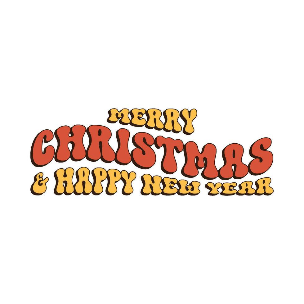 Merry christmas groovy. Merry christmas retro style vector illustration icon