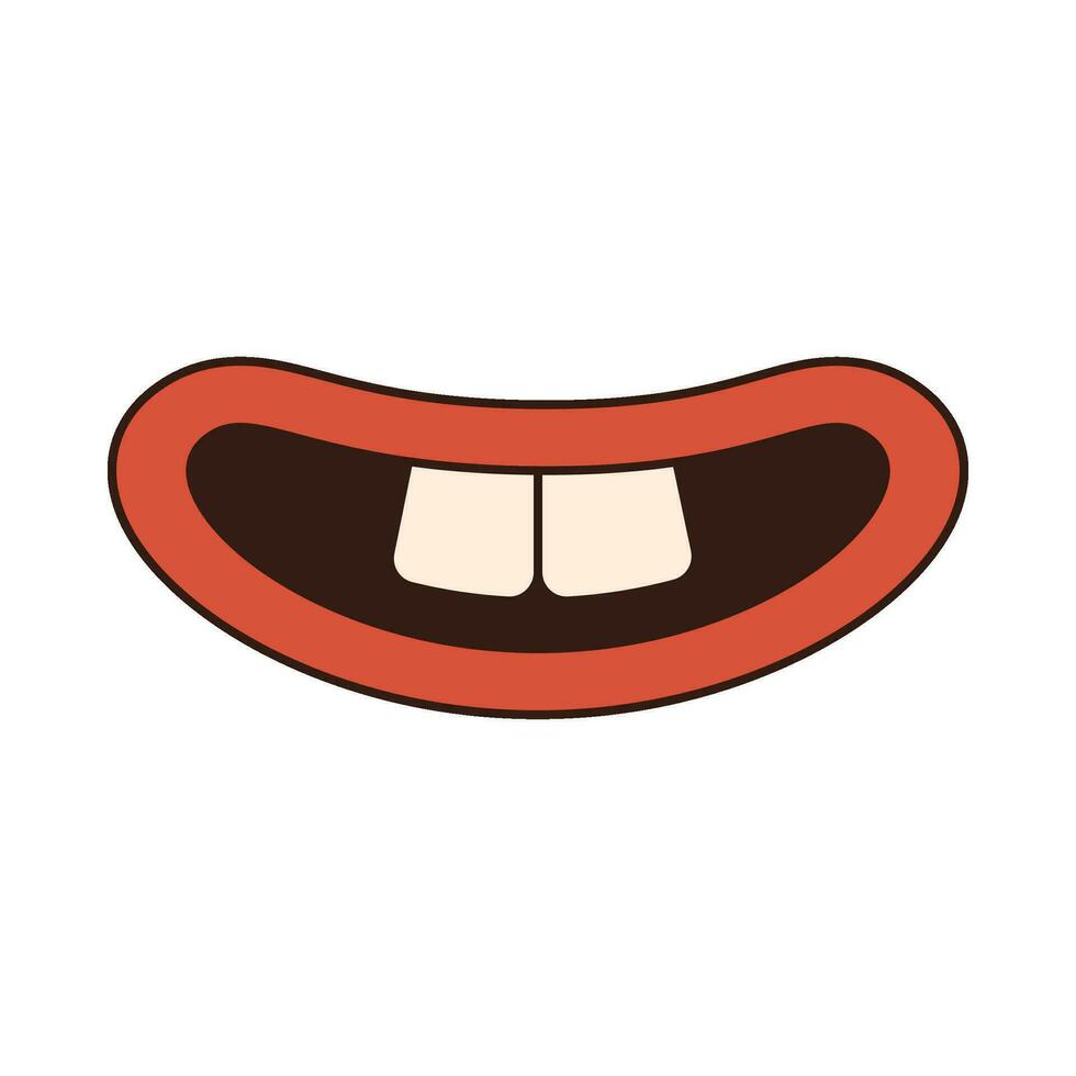 Groovy retro mouth. Merry christmas retro style vector illustration icon