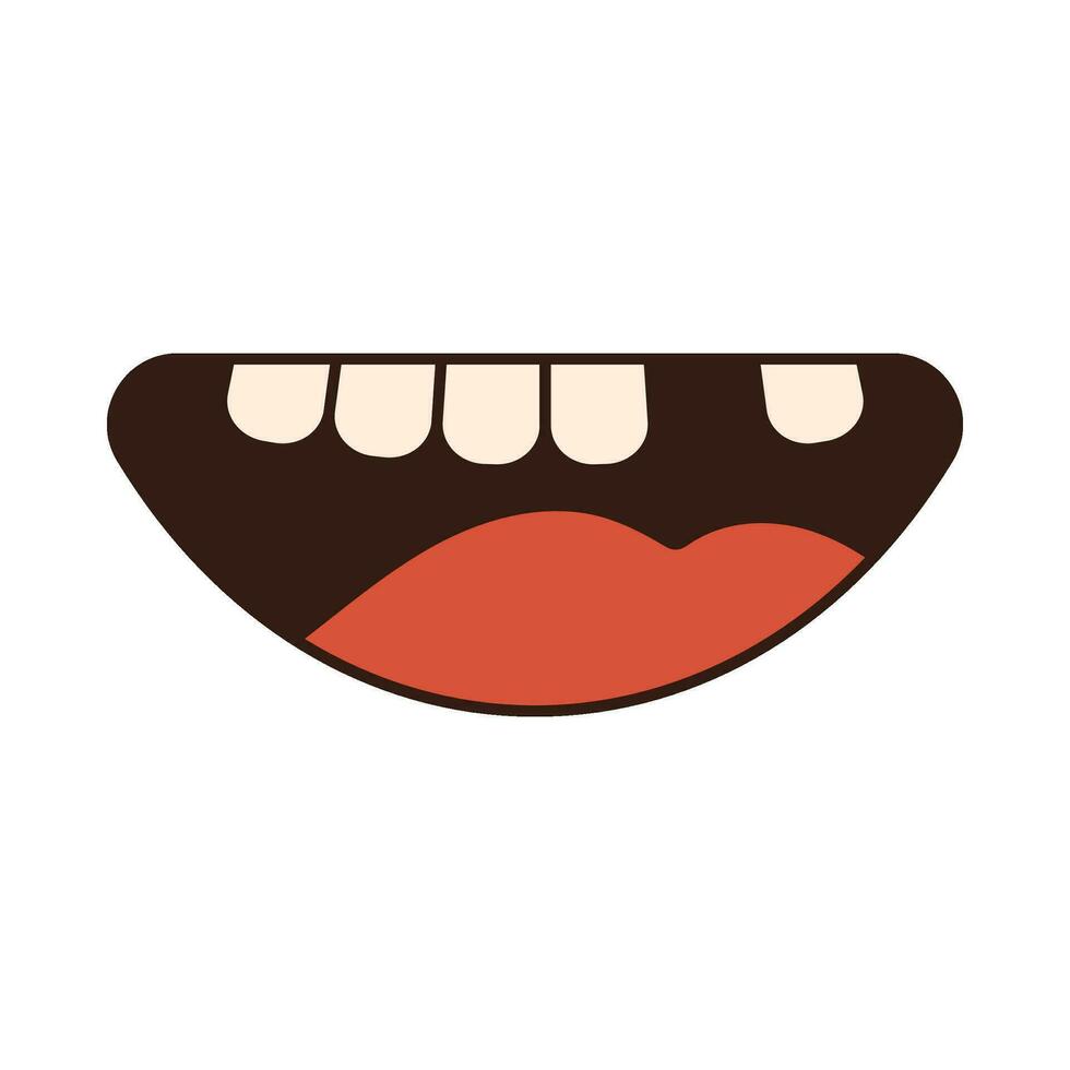 Groovy retro mouth. Merry christmas retro style vector illustration icon