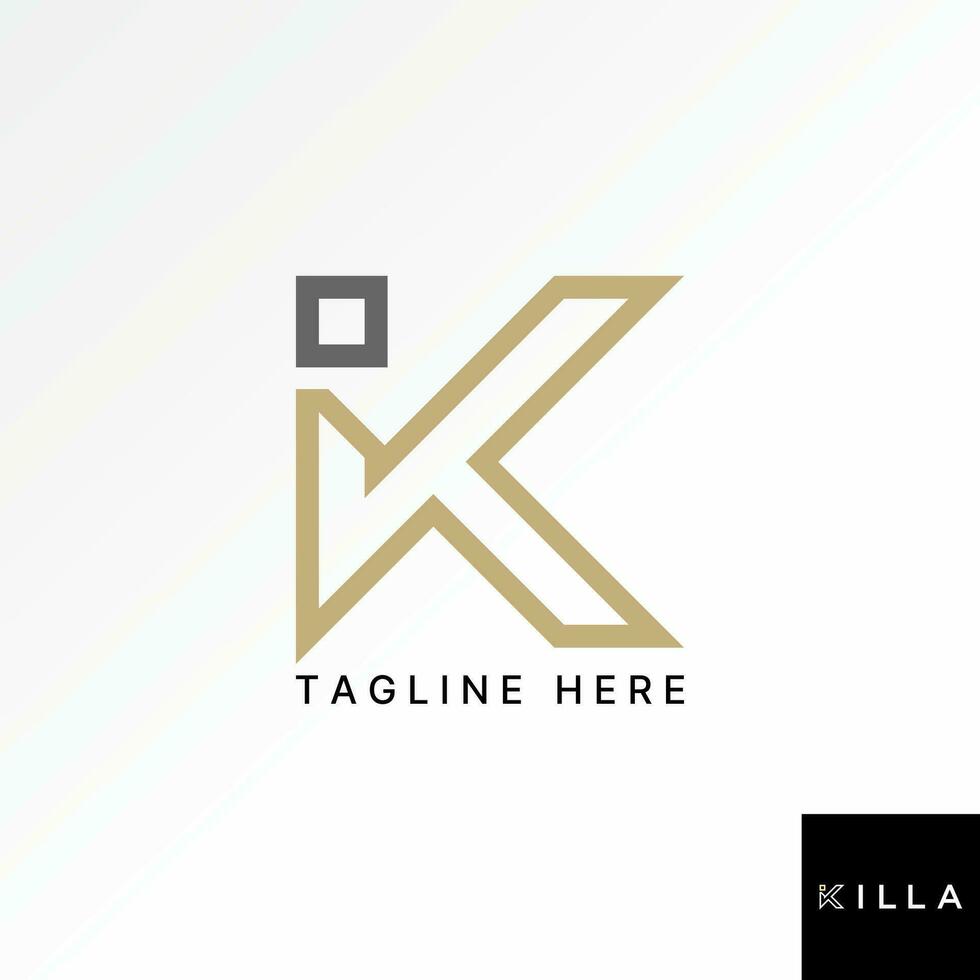 Logo design graphic concept creative abstract premium vector stock letter initial K or IK font double line roof house Related monogram typography home