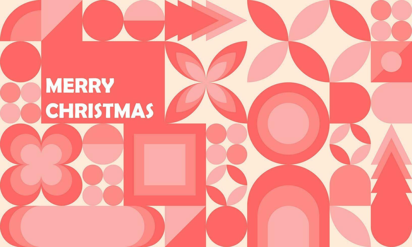 Christmas poster in geometric style with pink color vector