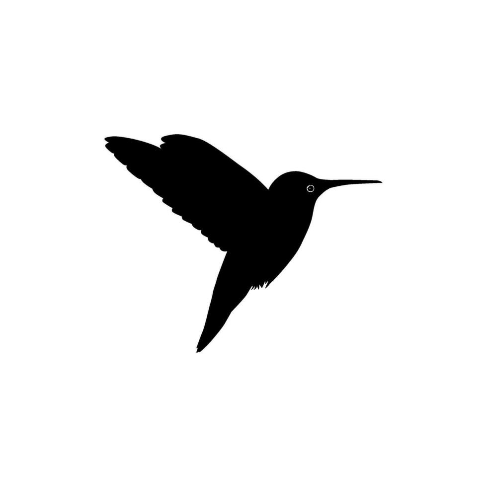 Flying Hummingbird Silhouette, can use Art Illustration, Website, Logo Gram, Pictogram or Graphic Design Element. Vector Illustration