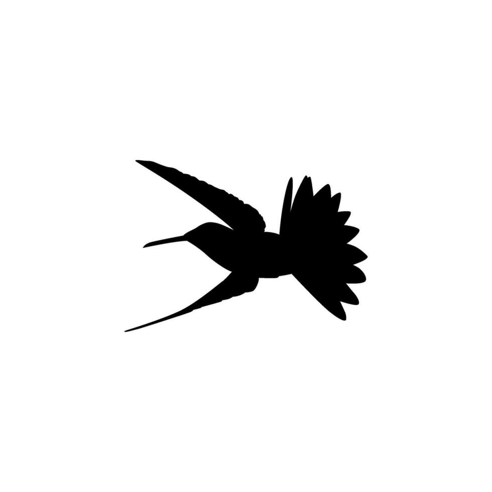 Flying Hummingbird Silhouette, can use Art Illustration, Website, Logo Gram, Pictogram or Graphic Design Element. Vector Illustration