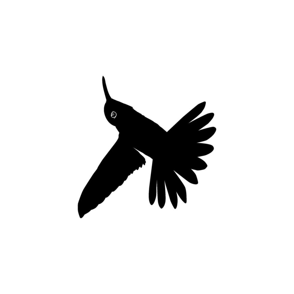 Flying Hummingbird Silhouette, can use Art Illustration, Website, Logo Gram, Pictogram or Graphic Design Element. Vector Illustration