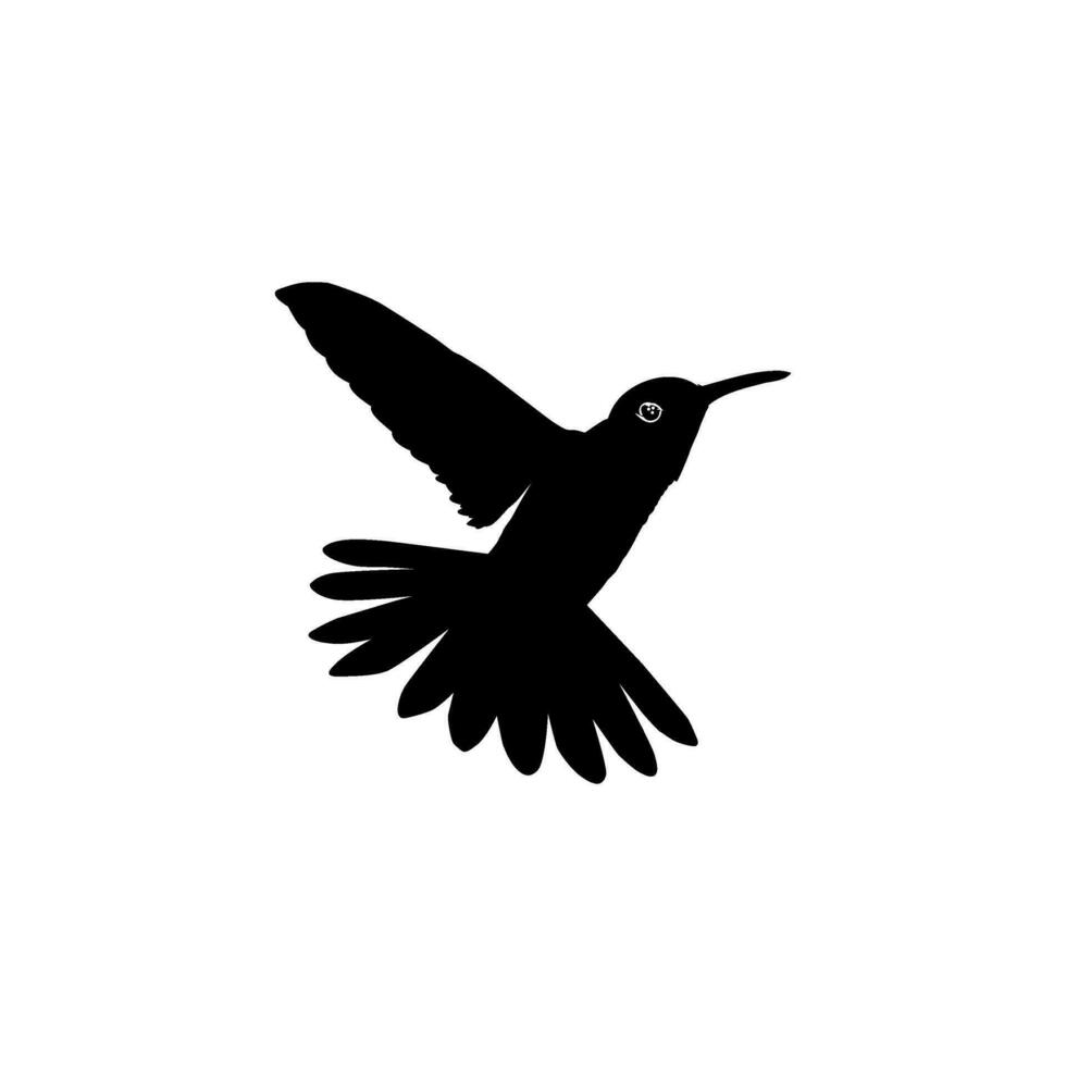 Flying Hummingbird Silhouette, can use Art Illustration, Website, Logo Gram, Pictogram or Graphic Design Element. Vector Illustration