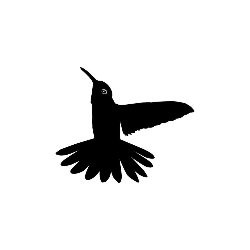 Flying Hummingbird Silhouette, can use Art Illustration, Website, Logo Gram, Pictogram or Graphic Design Element. Vector Illustration