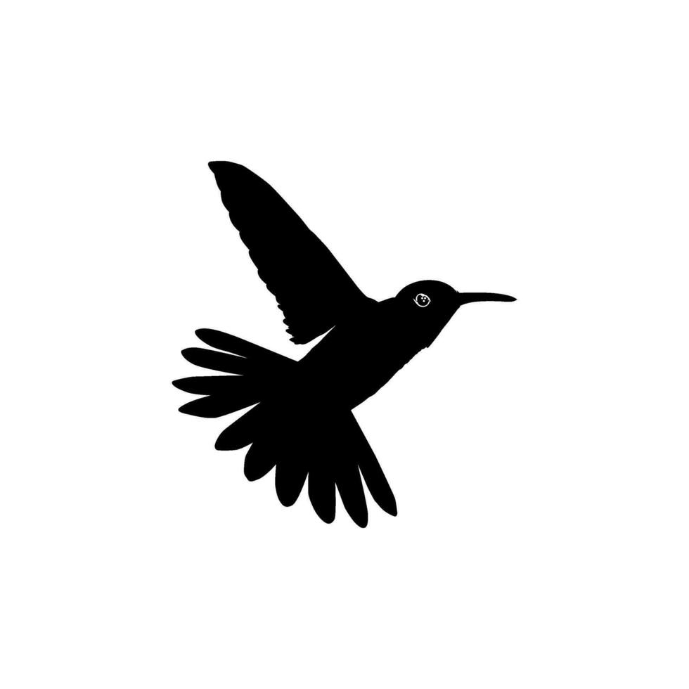 Flying Hummingbird Silhouette, can use Art Illustration, Website, Logo Gram, Pictogram or Graphic Design Element. Vector Illustration