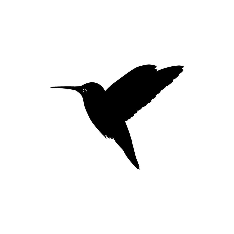 Flying Hummingbird Silhouette, can use Art Illustration, Website, Logo Gram, Pictogram or Graphic Design Element. Vector Illustration