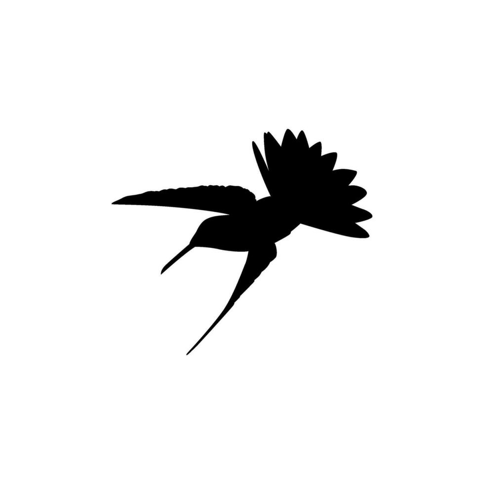 Flying Hummingbird Silhouette, can use Art Illustration, Website, Logo Gram, Pictogram or Graphic Design Element. Vector Illustration