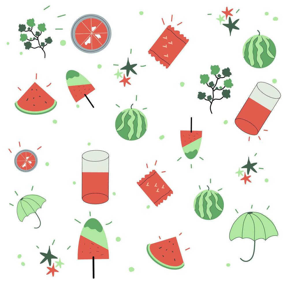 Seamless pattern watermelons flat vector illustration