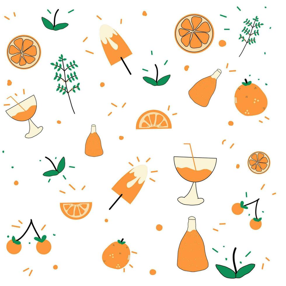 linda ilustración de verano naranja jugo vector