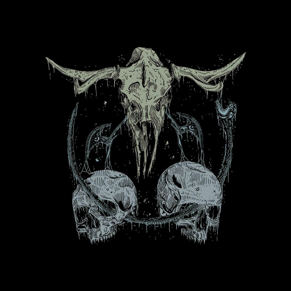 goat skull death metal illustration vector
