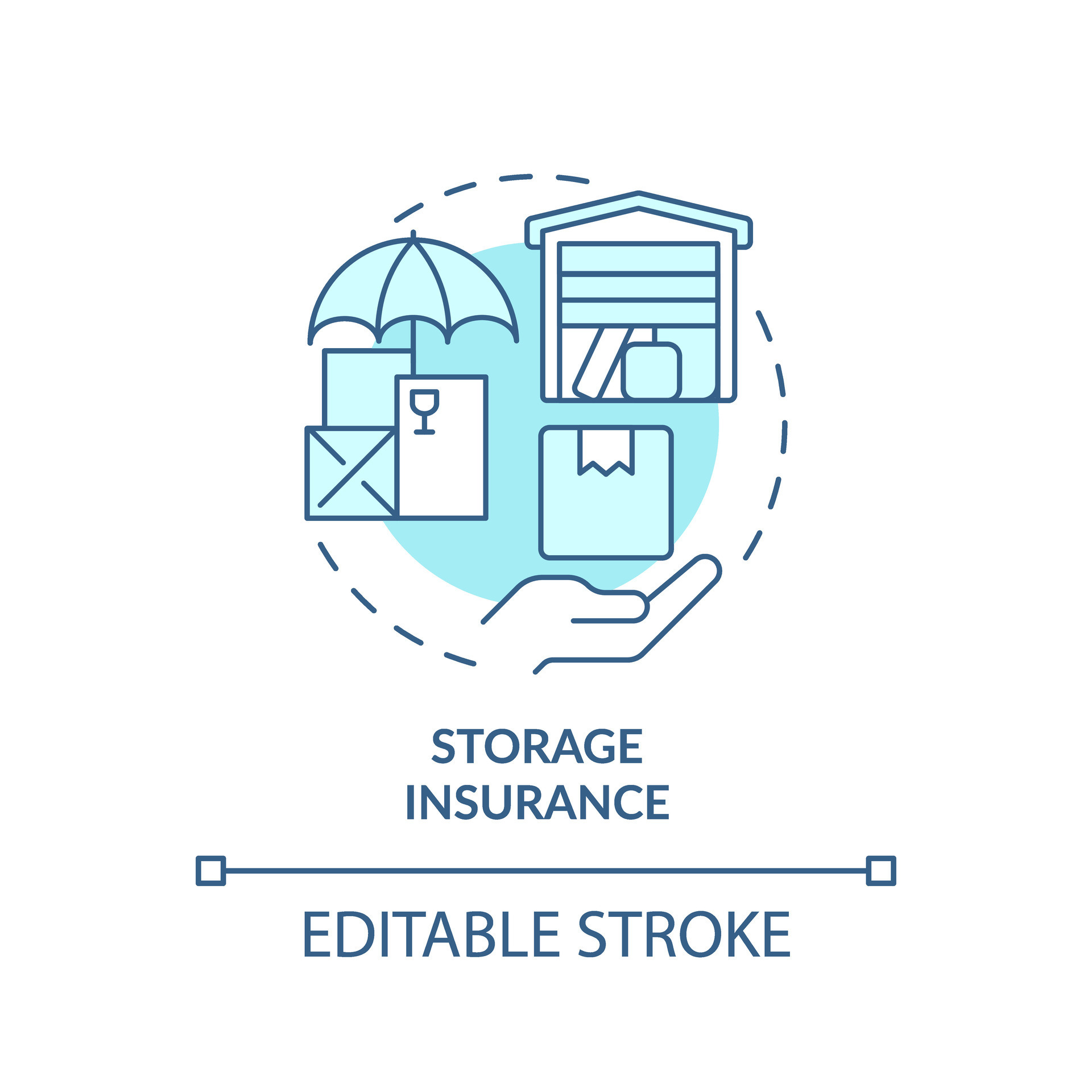 2D editable storage insurance icon representing moving service