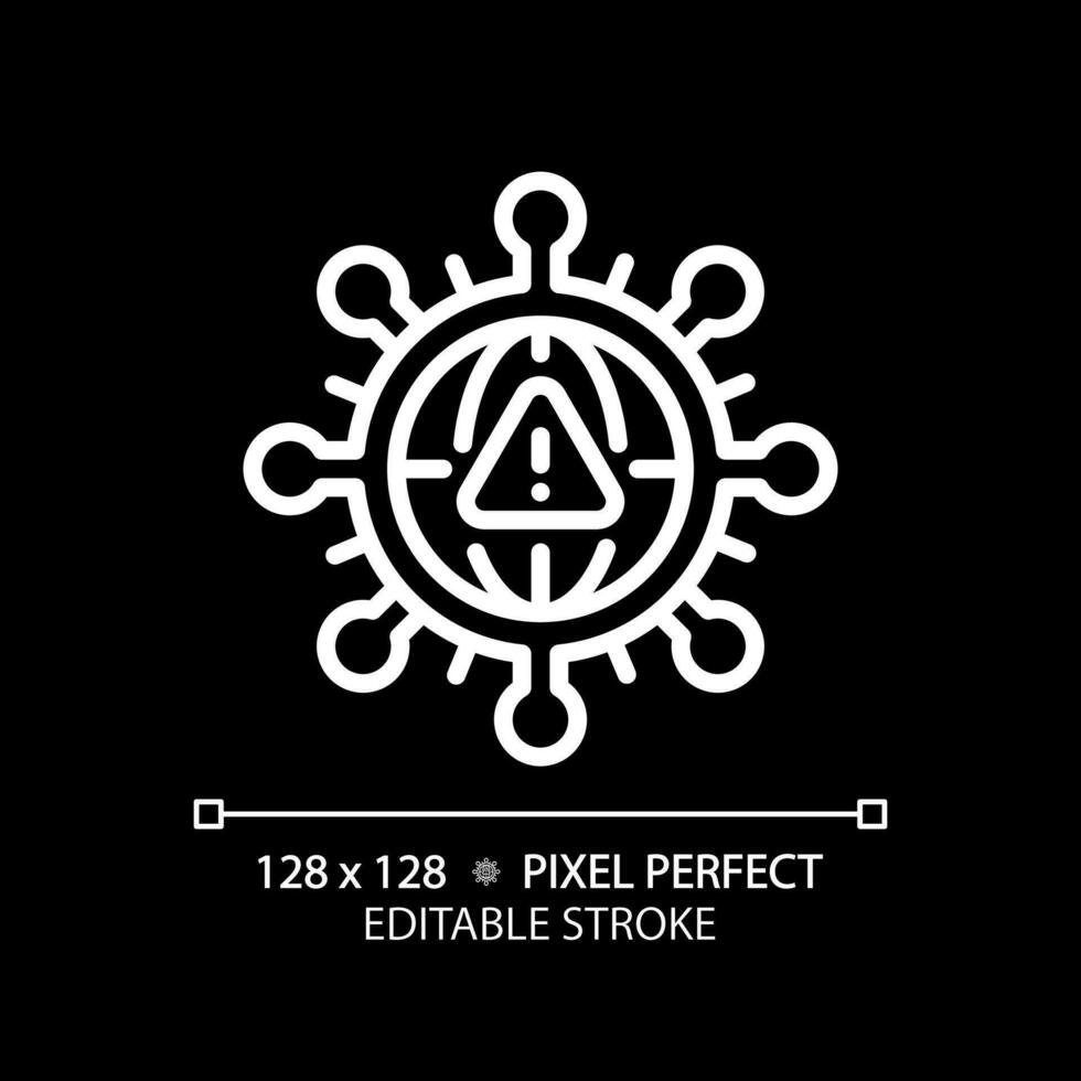 2D pixel perfect white bacteria icon, isolated monochromatic vector, thin line illustration. vector