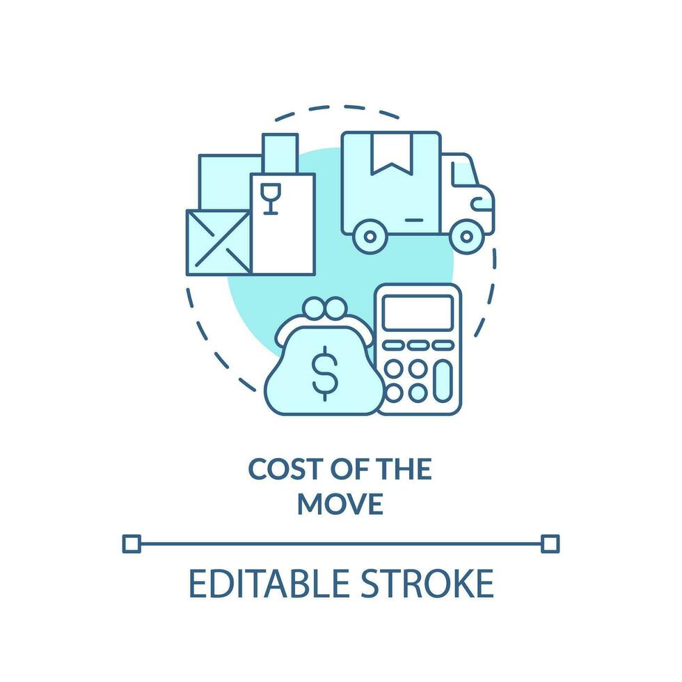 2D editable cost of the move icon representing moving service, monochromatic isolated vector, blue thin line illustration. vector