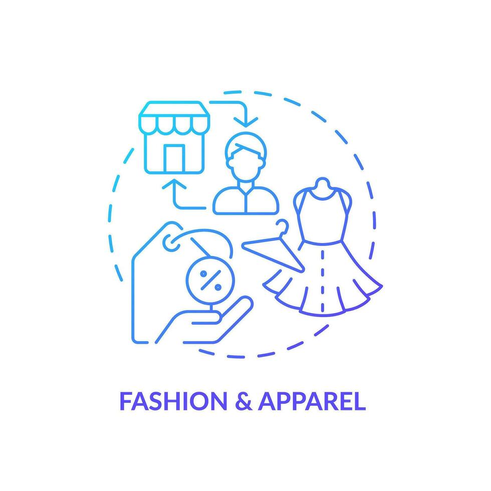 2D blue gradient icon fashion and apparel concept, simple isolated vector, C2C thin line illustration. vector