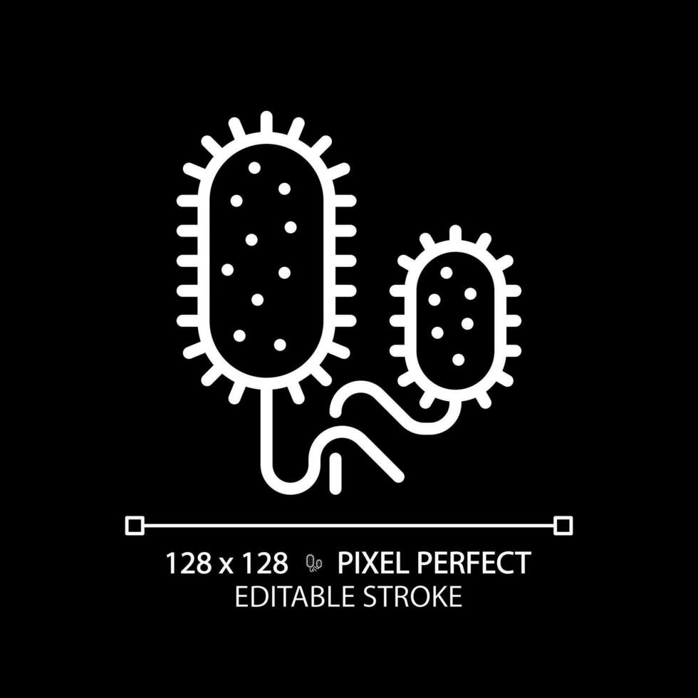 2D pixel perfect editable white vibrio cholerae icon, isolated monochromatic vector, thin line illustration representing bacteria. vector