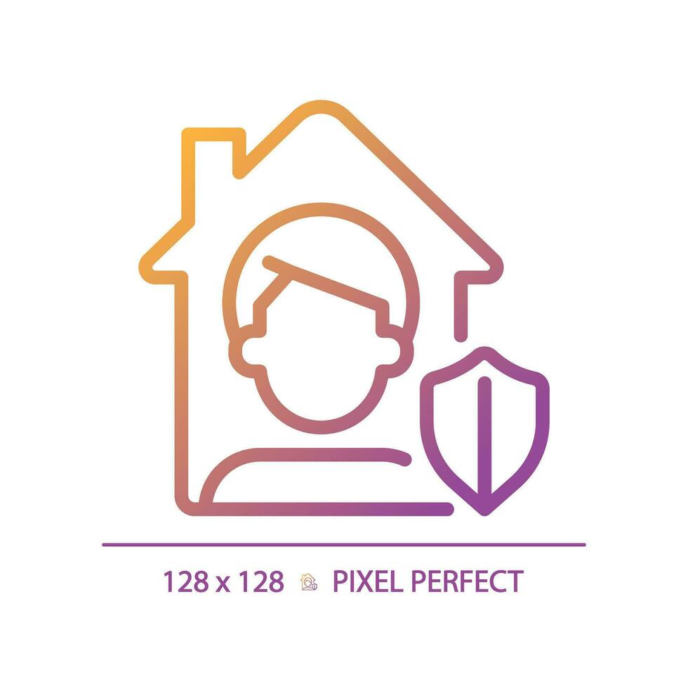 2D pixel perfect gradient home quarantine icon, isolated vector, thin line illustration representing bacteria. vector