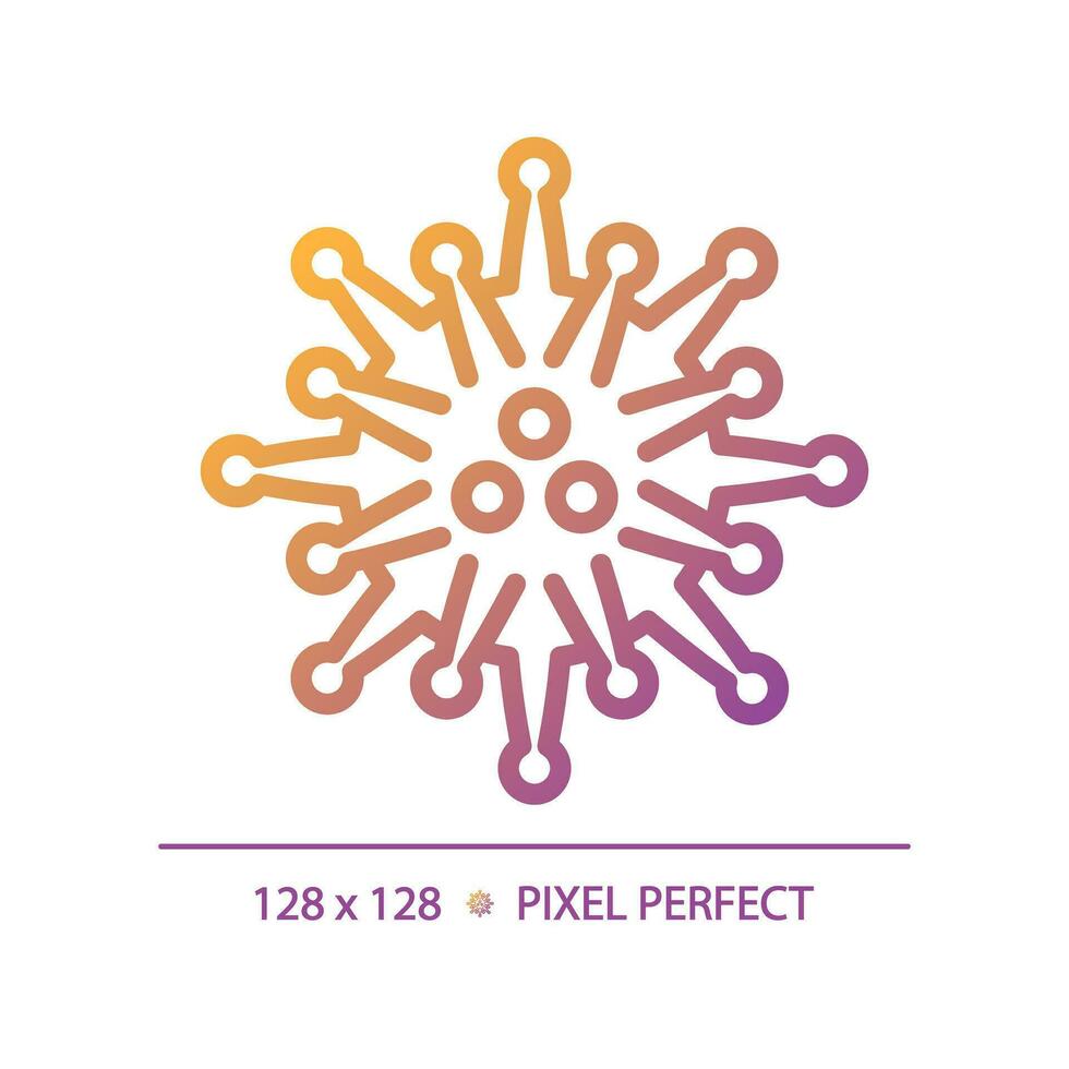 2D pixel perfect gradient influenza virus icon, isolated vector, thin line illustration representing bacteria. vector