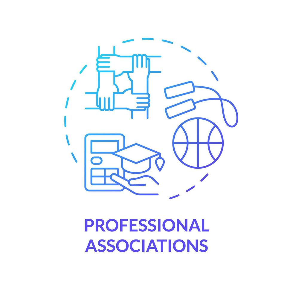 2D professional associations thin line gradient icon concept, isolated vector, illustration representing athletic scholarship. vector