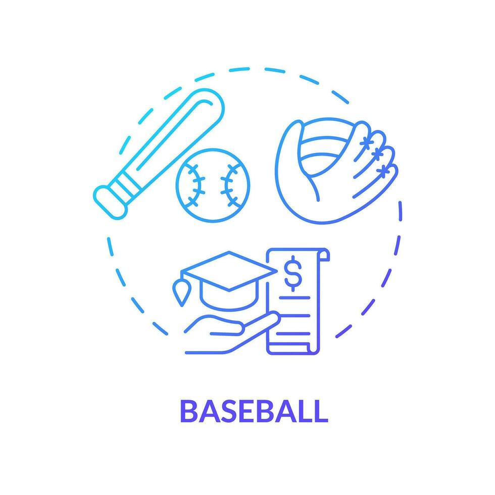 2D baseball thin line gradient icon concept, isolated vector, illustration representing athletic scholarship. vector