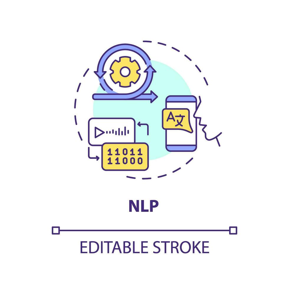 2D editable NLP thin line icon concept, isolated vector, multicolor illustration representing voice assistant. vector