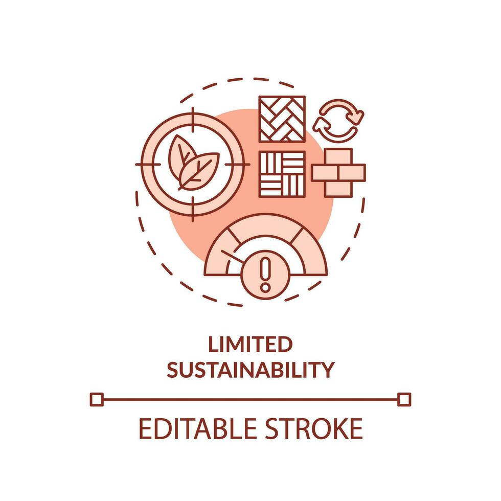 Editable limited sustainability red icon concept, isolated vector, sustainable office thin line illustration. vector