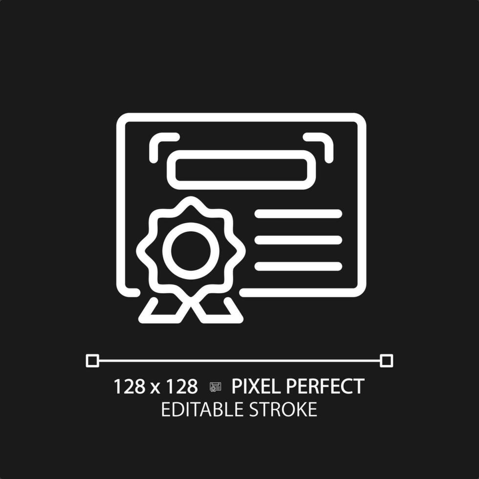2D pixel perfect editable white diploma icon, isolated vector, thin line document illustration. vector