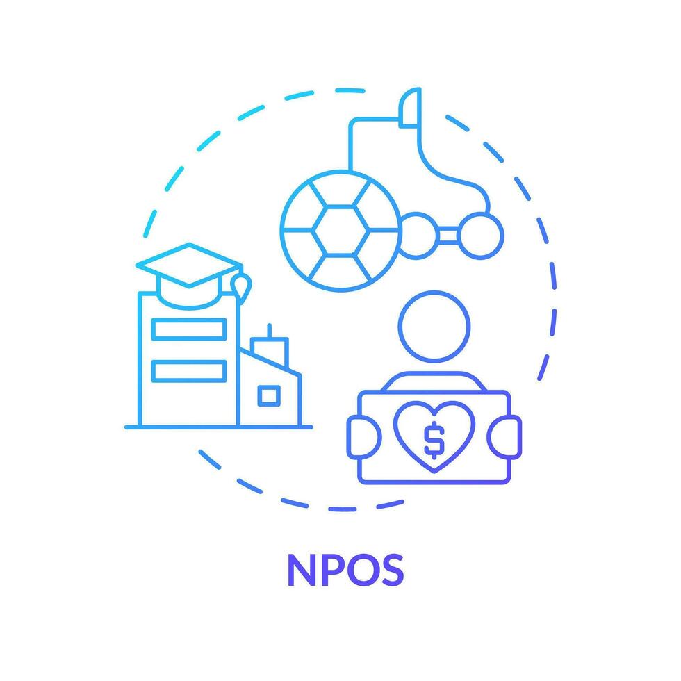 2D NPOs thin line gradient icon concept, isolated vector, illustration representing athletic scholarship. vector