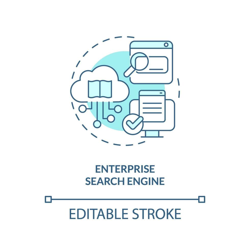 2D editable enterprise search engine line blue icon concept, isolated vector, monochromatic illustration representing knowledge management. vector