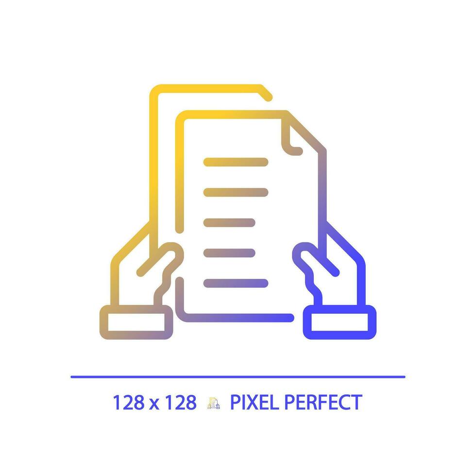 2D pixel perfect gradient proposal letter icon, isolated vector, thin line document illustration. vector
