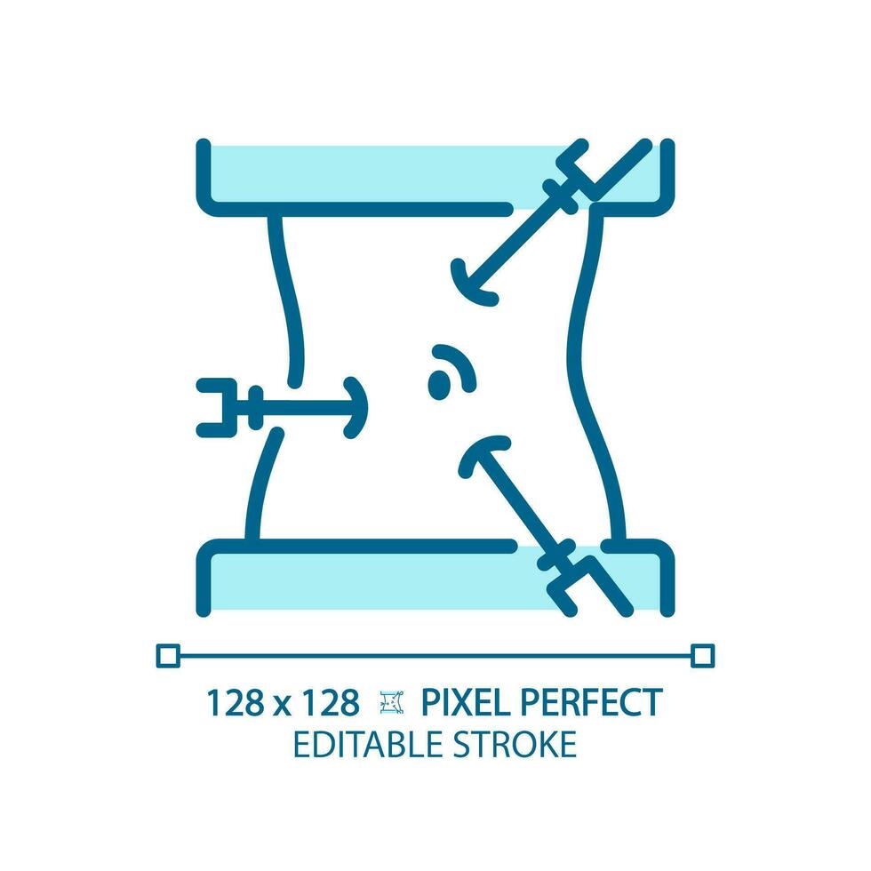 Laparoscope pixel perfect light blue icon. Laparoscopic surgery. Minimally invasive procedure. RGB color sign. Simple design. Web symbol. Contour line. Flat illustration. Isolated object vector