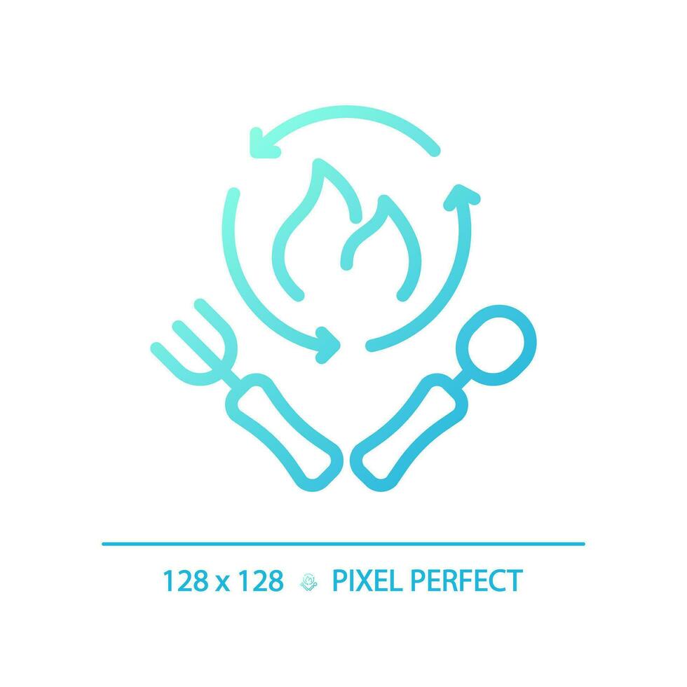 2D pixel perfect gradient healthy diet icon, isolated blue vector, thin line illustration representing metabolic health. vector
