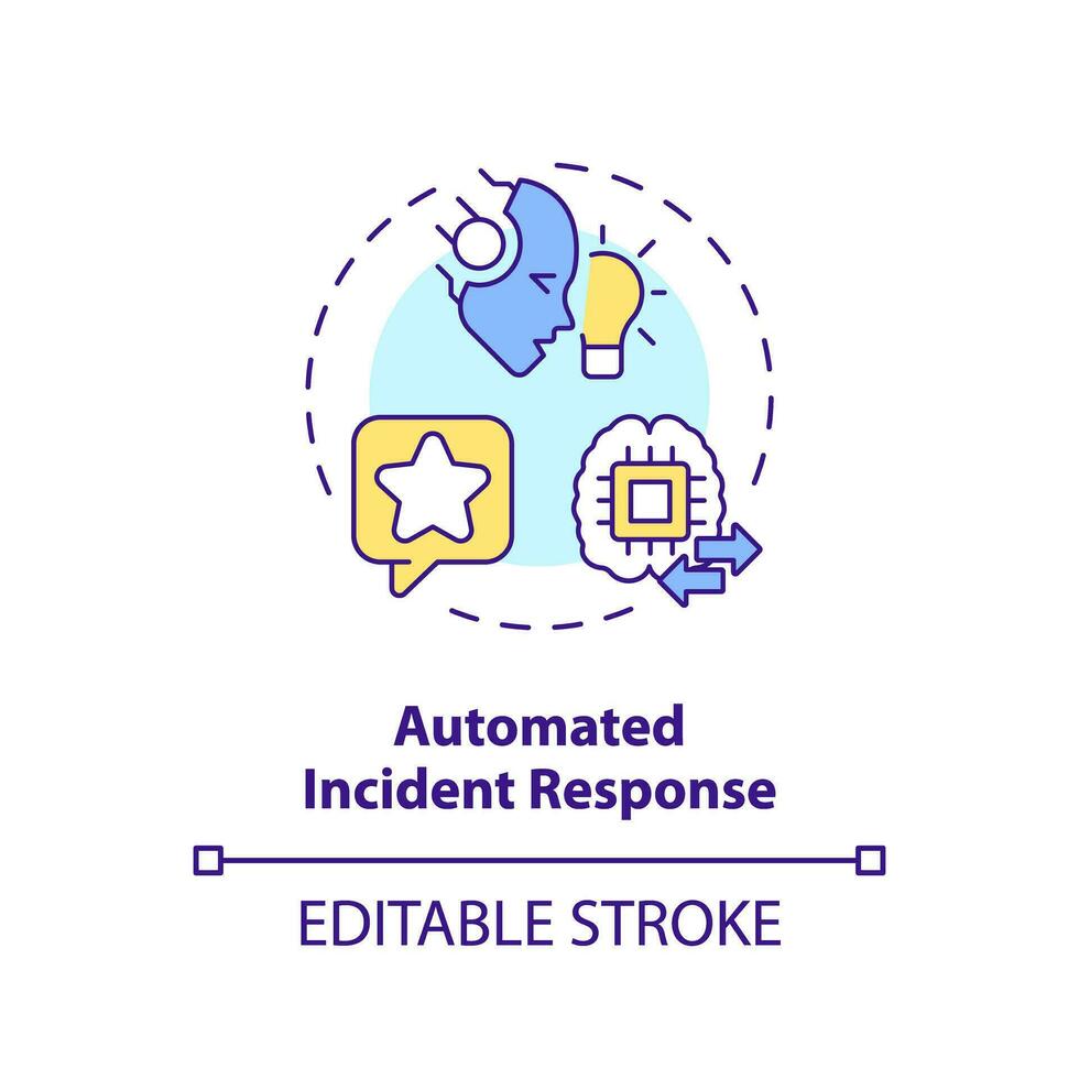 2D editable automated incident response icon representing AI ops, isolated vector, multicolor thin line illustration. vector