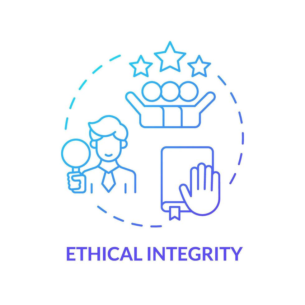 2D gradient icon ethical integrity concept, isolated vector, mindful entrepreneurship thin line illustration. vector