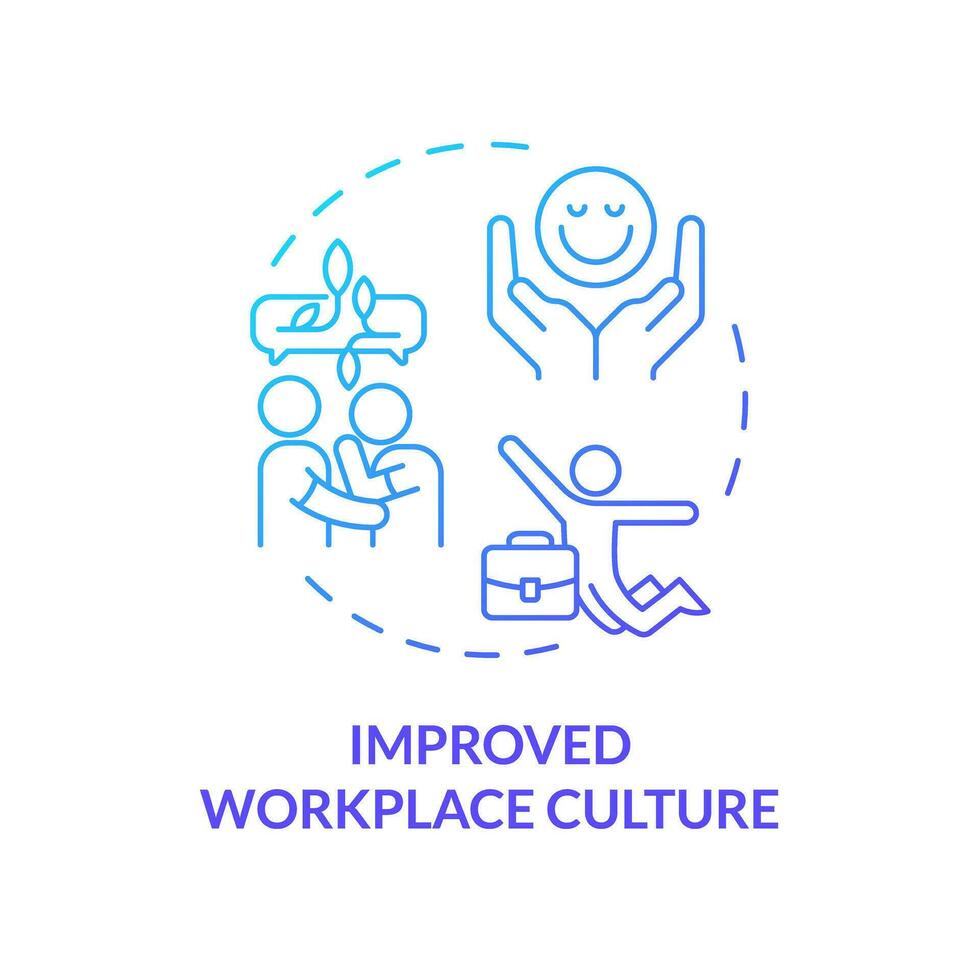 2D gradient icon improved workplace culture concept, isolated vector, mindful entrepreneurship thin line illustration. vector
